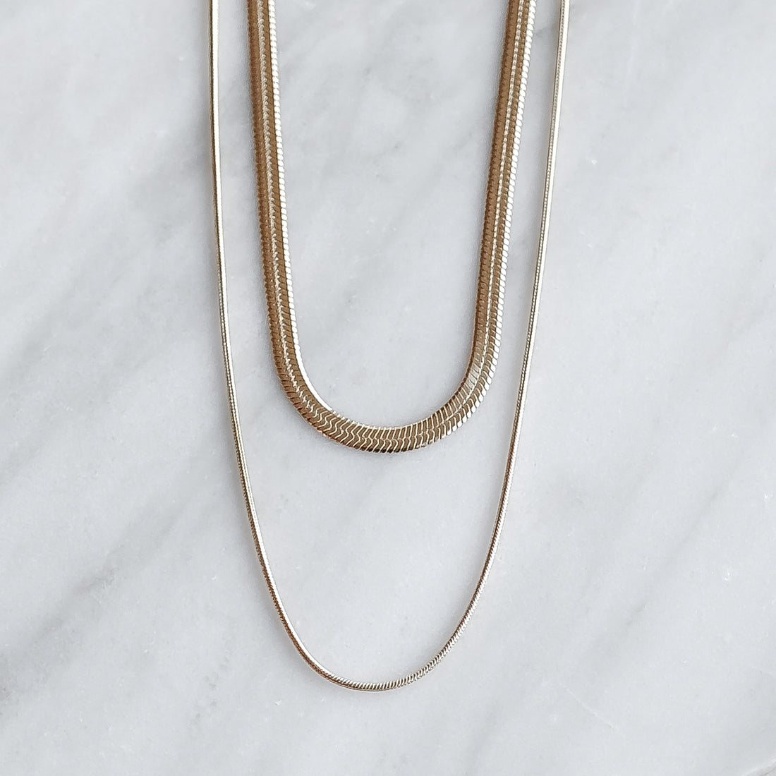 Herringbone tvöföld - hálsmen